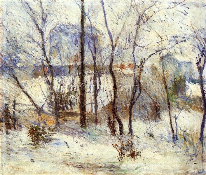 Garden Under Snow” by Paul Gauguin 1879 – Handcrafted Oil Reproduction | Snow-Covered Garden in France