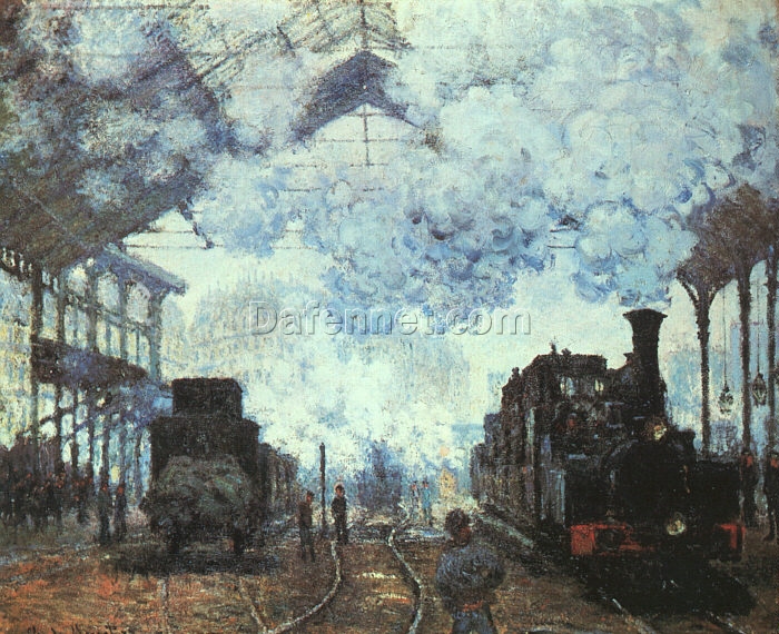 Claude Monet’s Gare St.-Lazare: Arrival of a Train 1877 – Fine Art Oil Painting for Home Decor by Dafen Village