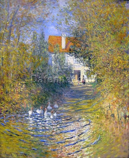 Impressionist Geese in the Creek by Claude Monet – Custom Oil Painting Reproduction from Dafen Village Studio