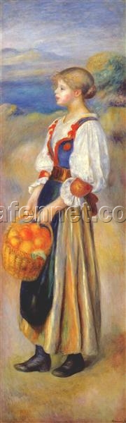 Pierre-Auguste Renoir “Girl with a Basket of Oranges” (c.1889) Oil Painting Reproduction – Hand-painted Masterpiece from Dafen Village