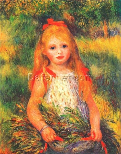 Girl with Flowers” by Pierre-Auguste Renoir – 1888 Oil Painting Reproduction – Custom Art from Dafen Village