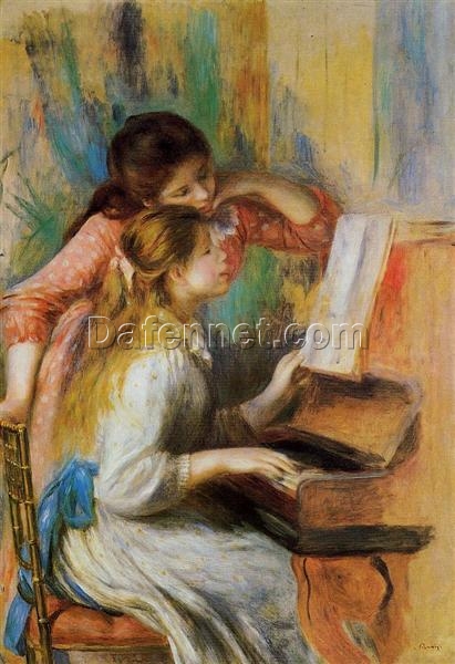 Pierre-Auguste Renoir “Girls at the Piano” (1892) – Handcrafted Oil Painting Reproduction for Elegant Portrait and Musical Decor