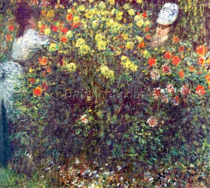 Girls in the Garden by Claude Monet (1875) – Stunning Garden Landscape Oil Painting – Dafen Village Artist Customization Available