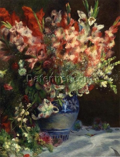 Pierre-Auguste Renoir “Gladiolas in a Vase” (1874 – 1875) – Handcrafted Oil Painting Reproduction for Floral Still Life Decor