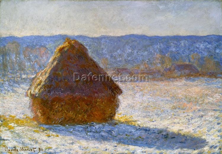 Claude Monet’s 1891 Snowy Grainstack Morning – High-Quality Custom Oil Reproduction | Dafen Village