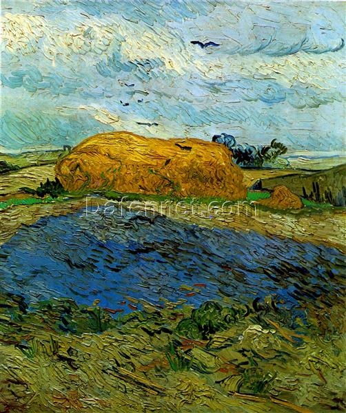 Vincent van Gogh Haystack under a Rainy Sky (1890) – Authentic Oil Painting Reproduction, Perfect for Art Enthusiasts