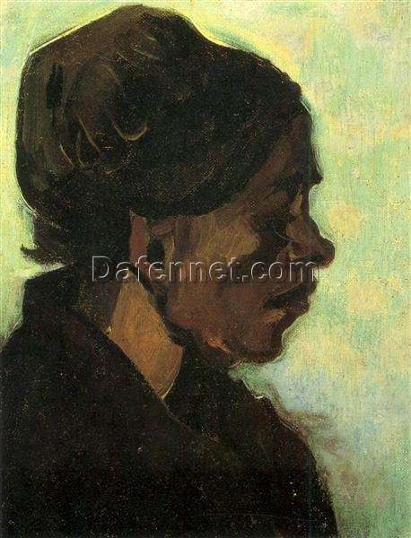 Handcrafted Oil Painting of Vincent van Gogh’s Head of a Brabant Peasant Woman with Dark Cap (1885) – Exclusive Art from Dafen Village