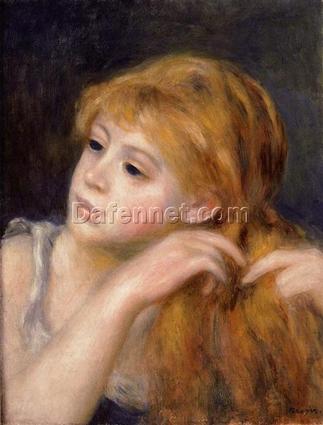 Pierre-Auguste Renoir “Head of a Young Woman” (1890) Oil Painting Reproduction – Hand-painted Masterpiece from Dafen Village