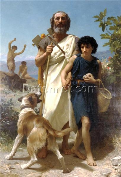 Custom Oil Painting of Bouguereau’s “Homer and his Guide” | Elegant 1874 Artwork from Dafen Village