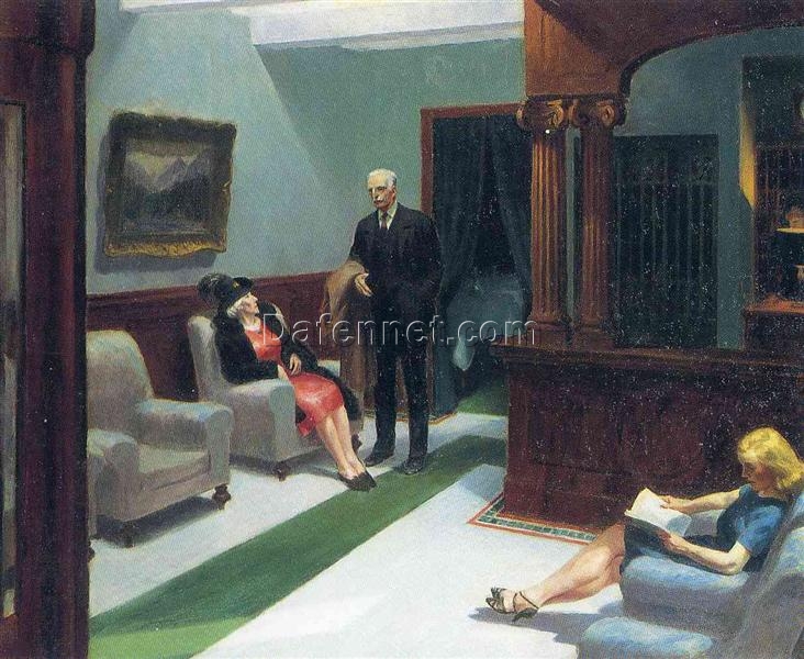 Hotel Lobby” by Edward Hopper – Stunning Oil Painting Reproduction | High-Quality Hand-Painted Canvas Art for Home Décor