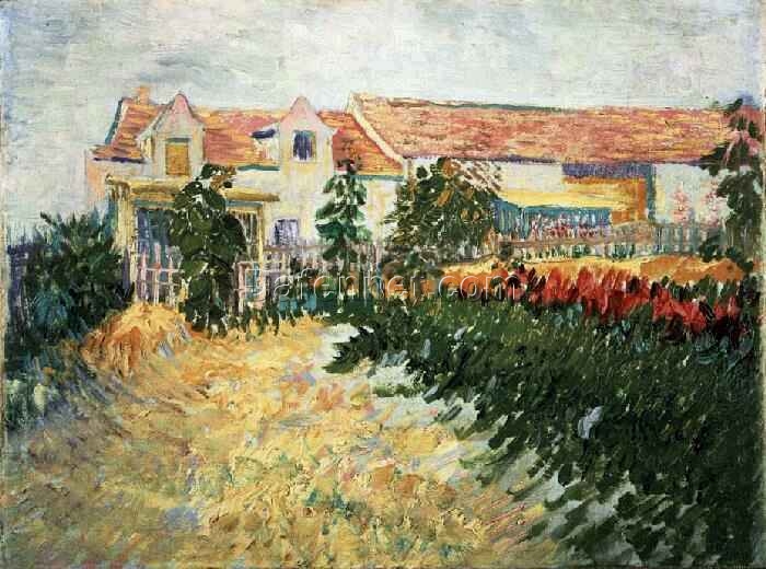 Handcrafted House with Sunflowers (1887) Oil Painting by Vincent van Gogh – Unique Artwork from Dafen Village Studio