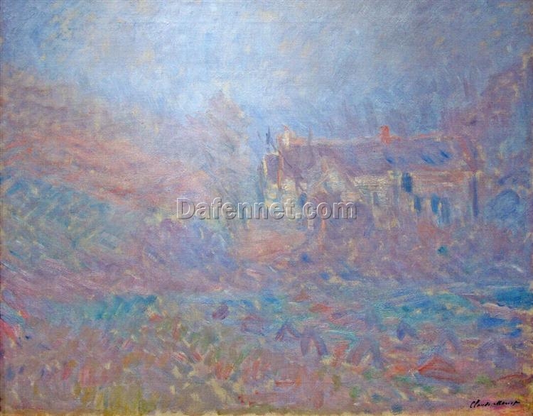 Fine Art Reproduction of Claude Monet’s Houses at Falaise in the Fog – High-Quality Oil Painting from Dafen Village