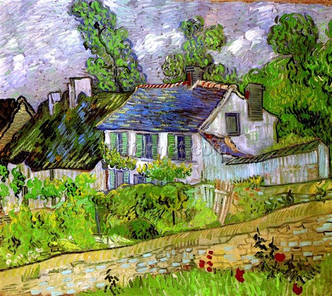 Elegant Houses in Auvers (1890) by Vincent van Gogh – Custom Oil Painting, Crafted by Dafen Village Artisans