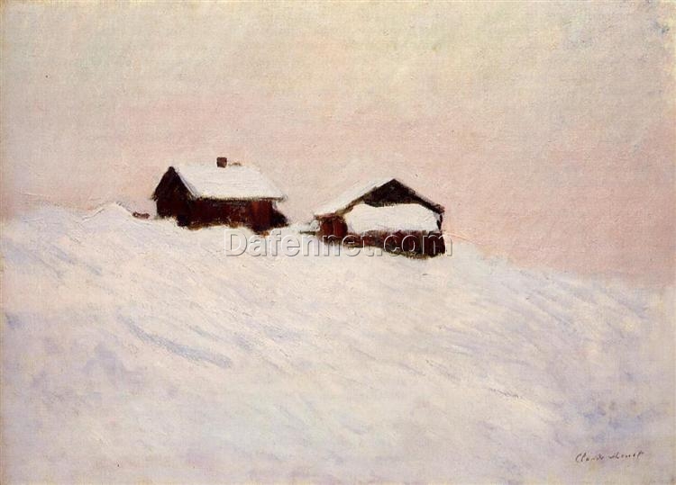 Monet’s Winter Masterpiece: Houses in the Snow 1895 – High-Quality Oil Painting from Dafen Village Artists