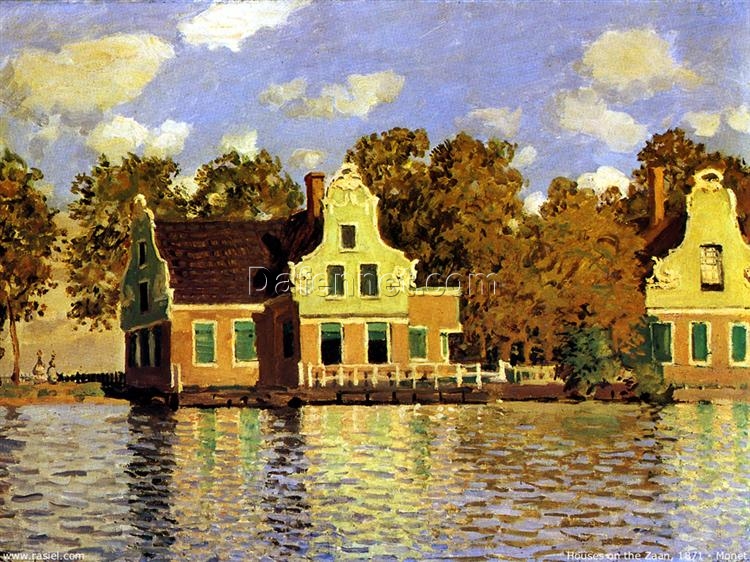 Claude Monet Houses on the Zaan River at Zaandam (1871) Oil Painting – Handmade Impressionist Art from Dafen Village