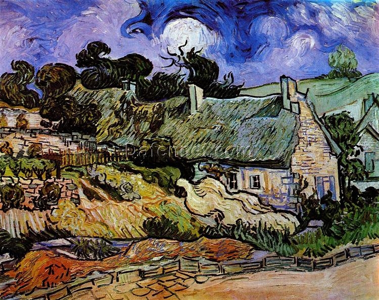 Recreate Vincent van Gogh’s Houses with Thatched Roofs, Cordeville (1890) with a High-Quality Oil Painting – Handcrafted by Dafen Village Artists