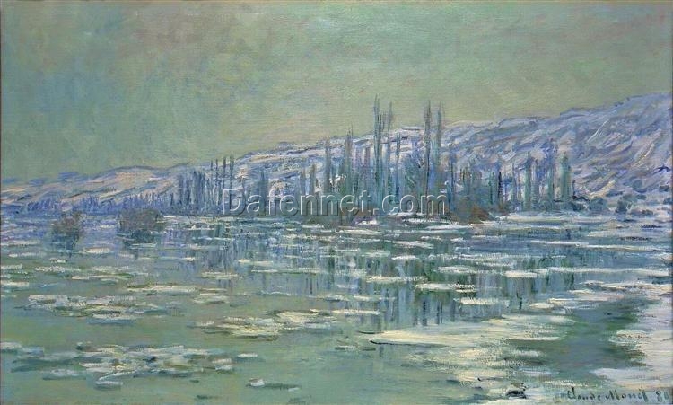 Impressionist Masterpiece: Ice Floes on the Seine by Claude Monet (1880) – Custom Oil Painting from Dafen Village Studio