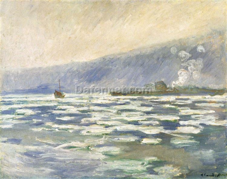 Claude Monet’s Ice, Lock Port Villez (1893) – Fine Art Oil Painting Replica for Home or Office, Handcrafted in Dafen Village