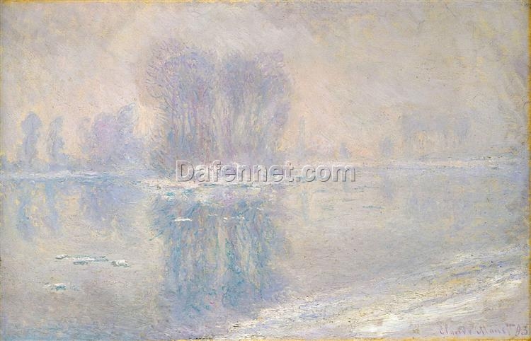 Original Style Oil Painting of Ice on the Seine at Bennecourt by Claude Monet – Dafen Village Craftsmanship