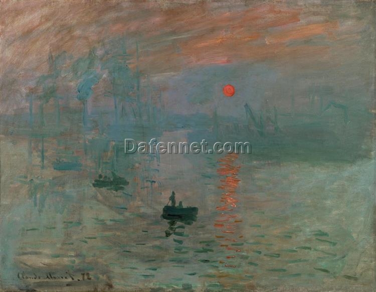 Hand-Painted Impression, Sunrise (1872) by Claude Monet – Beautiful Oil Painting Reproduction, Dafen Village Studio