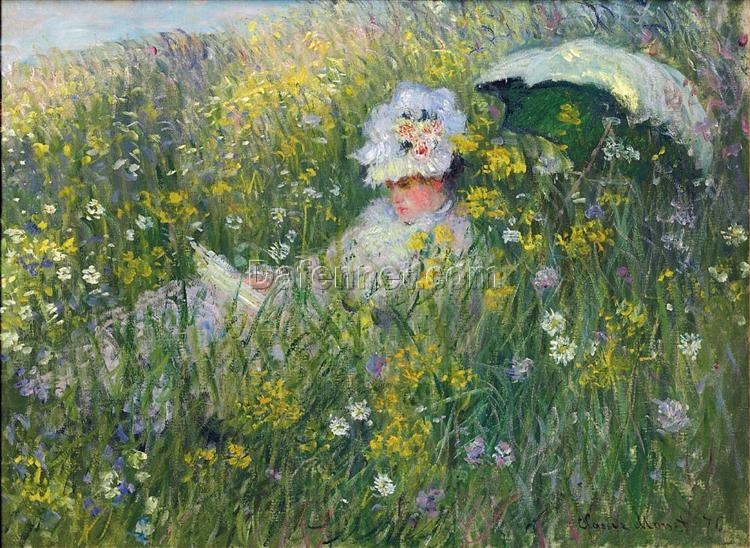 In the Meadow by Claude Monet | Hand-Painted Impressionist Oil Painting | Dafen Village Art Studio