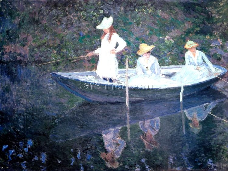 In the Norvegienne Boat at Giverny (1887) by Claude Monet – High-Quality Custom Oil Painting from Dafen Village