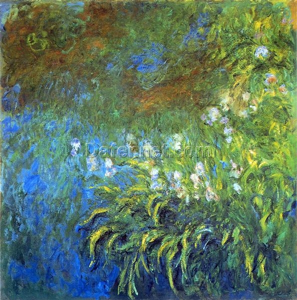 Hand-Painted Reproduction of Iris at the Sea-Rose Pond by Claude Monet | Dafen Village Oil Painting Studio