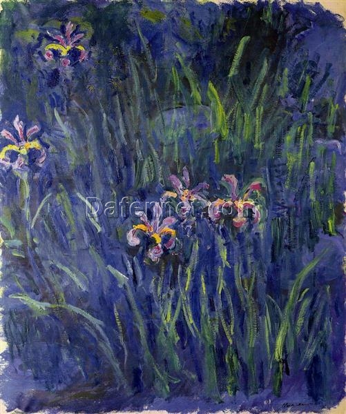 Impressionist Irises 2 Oil Painting by Claude Monet – Handcrafted Floral Canvas Art from Dafen Village Artists