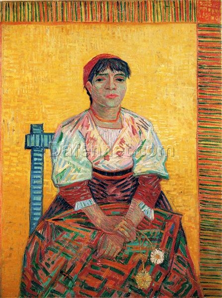 Custom Van Gogh Oil Painting of Italian Woman (Agostina Segatori) – Handcrafted Fine Art by Dafen Village Studio