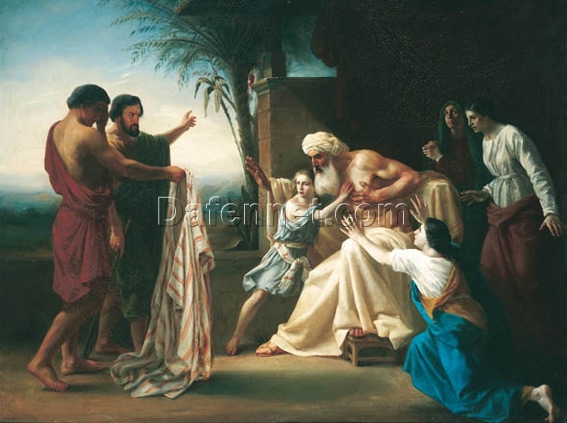 William-Adolphe Bouguereau ‘Jacob Receiving Joseph’s Bloody Coat’ (1845) – Classic Historical Oil Painting Reproduction