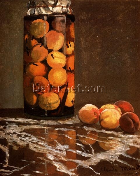 Claude Monet’s Jar of Peaches (1866) – Reproduction of Iconic Impressionist Still Life, Dafen Village Studio