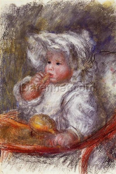 Pierre-Auguste Renoir “Jean Renoir in a Chair (Child with a Biscuit)” c.1895 – Oil Painting Reproduction – Hand-painted Masterpiece from Dafen Village