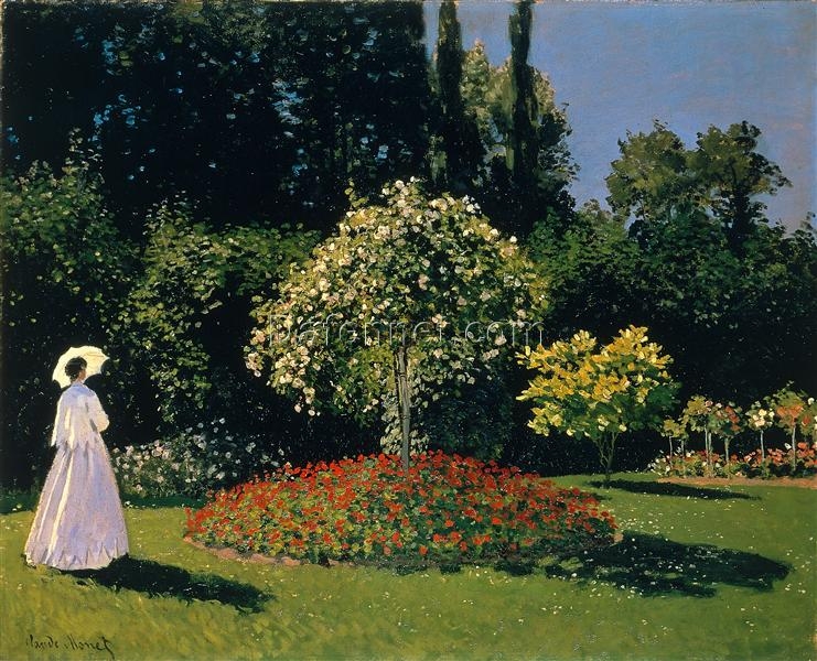 Jeanne-Marguerite Lecadre in the Garden, 1866 by Claude Monet – Hand-painted Oil Painting Reproduction