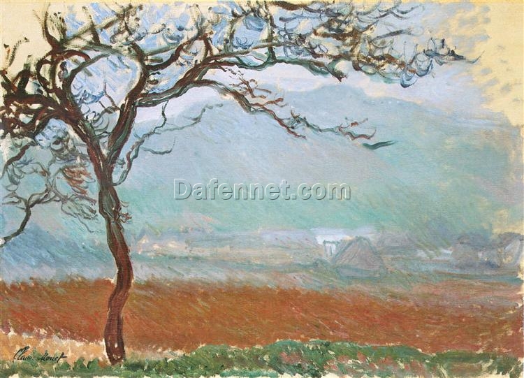 Impressionist Oil Painting Reproduction of Landscape at Giverny by Claude Monet – Custom Oil Painting for Your Home