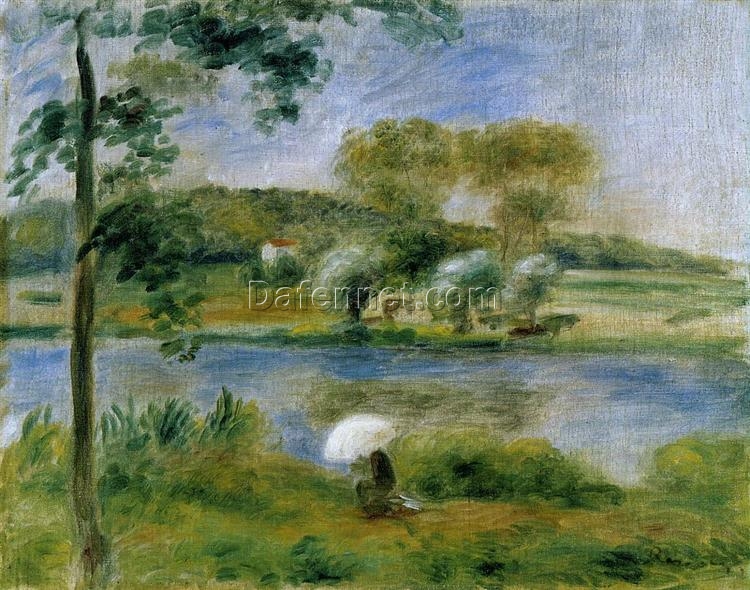 Pierre-Auguste Renoir “Landscape, Banks of the River” – Handcrafted Oil Painting Reproduction for River and Nature Art Decor