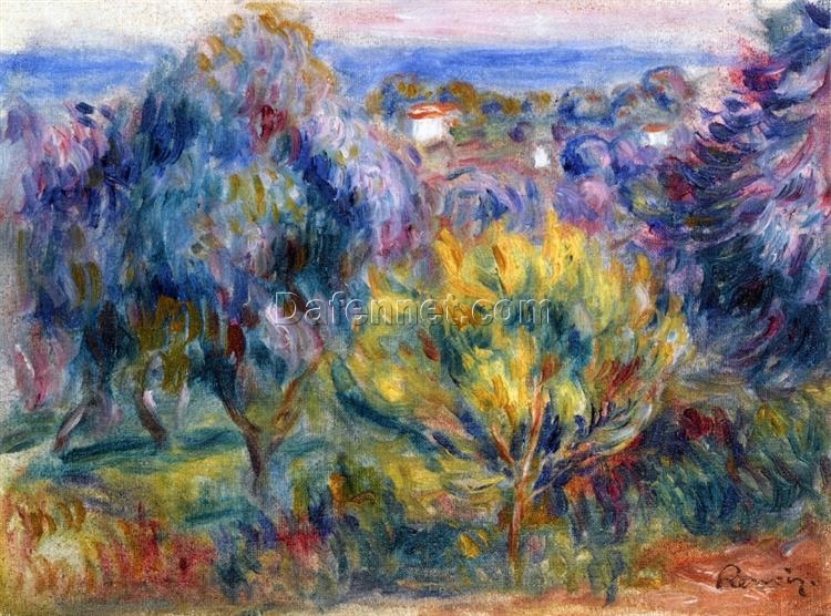 Pierre-Auguste Renoir “Landscape with a View of the Sea” – Handcrafted Oil Painting Reproduction for Coastal and Seaside Art Decor