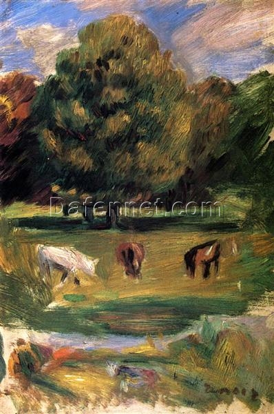 Pierre-Auguste Renoir “Landscape with Horses” Oil Painting Reproduction – Hand-painted Masterpiece from Dafen Village