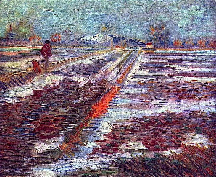 1888 Vincent van Gogh Landscape with Snow – High-Quality Oil Painting, Dafen Village Custom Art