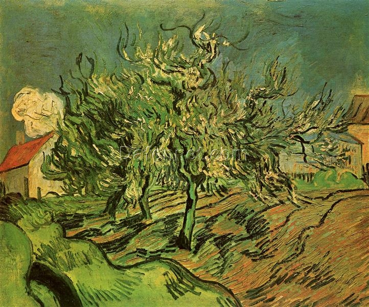 1890 Vincent van Gogh Landscape with Three Trees and a House – High-Quality Oil Painting Reproduction from Dafen Village