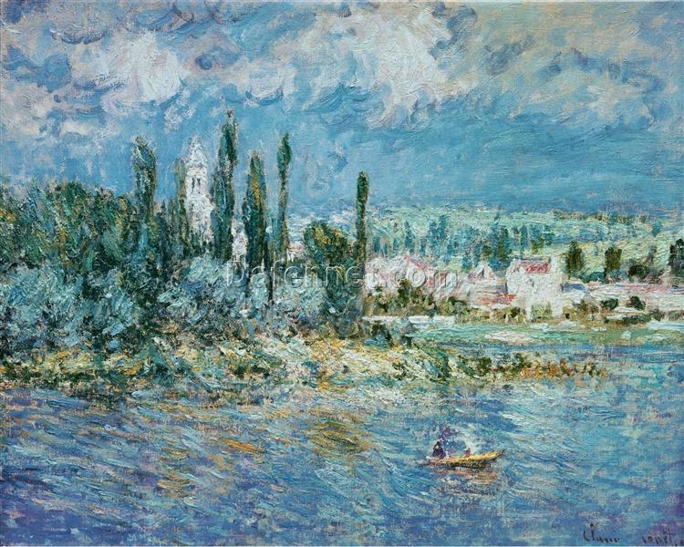 Hand-Painted Landscape with Thunderstorm, Vetheuil, 1880 by Claude Monet – Oil Painting on Canvas from Dafen Village Studio