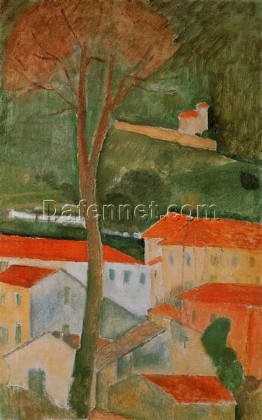 Landscape” by Modigliani – 1919 Hand-Painted Oil Painting Reproduction | Premium Canvas Artwork for Art Collectors