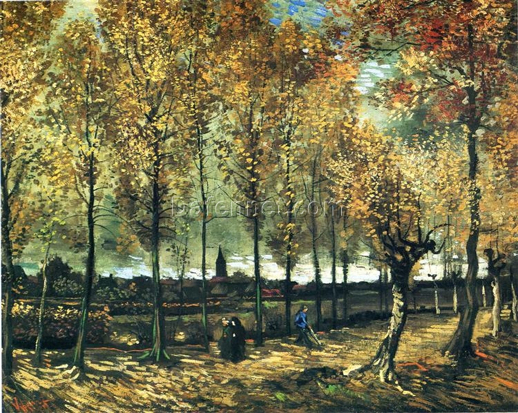 Artistic Oil Painting of Lane with Poplars near Nuenen (1885) by Vincent van Gogh – Made by Dafen Village Studio Artist