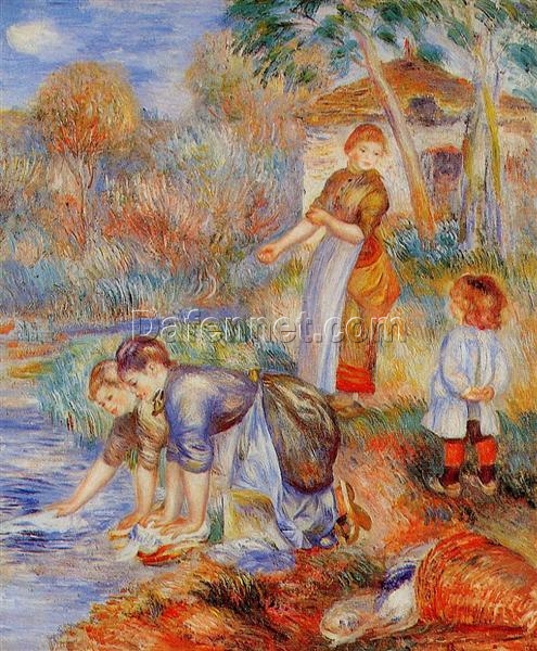 Pierre-Auguste Renoir “Laundresses” c. 1888 – Oil Painting Reproduction – Hand-painted Masterpiece from Dafen Village