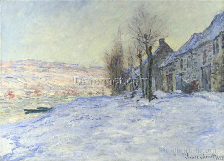 Claude Monet’s Iconic Lavacourt, Sun and Snow (1879) – Hand-Painted Reproduction for Your Home Decor