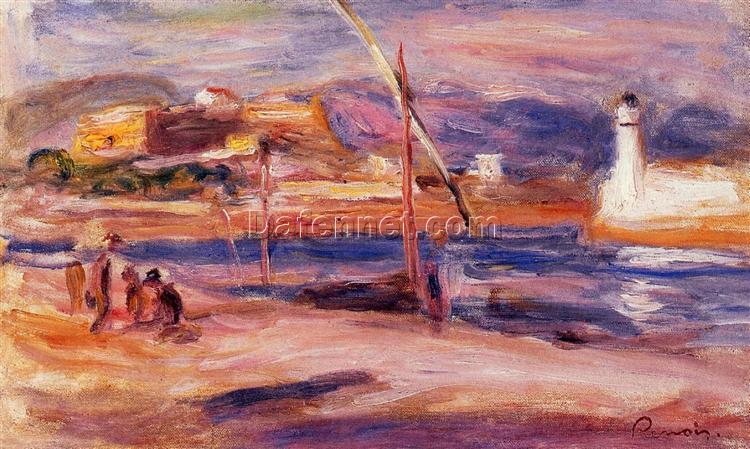 Pierre-Auguste Renoir “Lighthouse and Fort Carre, Antibes” 1916 – Handcrafted Oil Painting Reproduction for Coastal Landscape and Seaside Art Decor