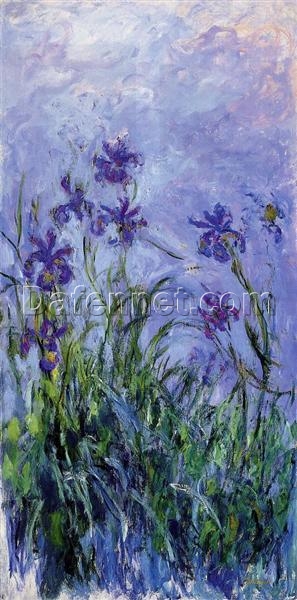 Impressionist Lilac Irises by Claude Monet – Beautiful Hand-Painted Oil Reproduction, Dafen Village Studio