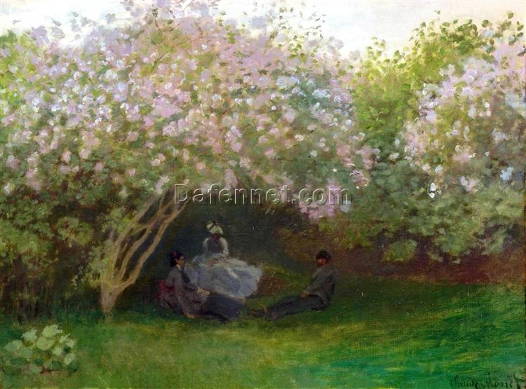 Unique Handcrafted Lilacs, Grey Weather by Claude Monet – Dafen Village Impressionist Oil Painting for Home Interiors