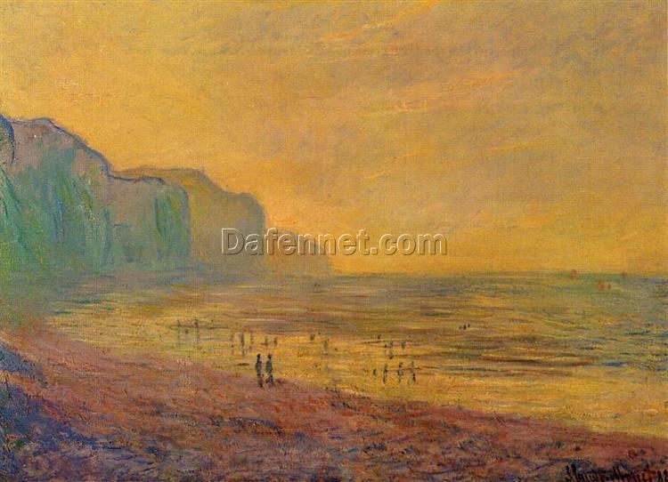 Impressionist Oil Painting of Low Tide at Pourville, Misty Weather (1882) by Claude Monet – Custom Reproduction