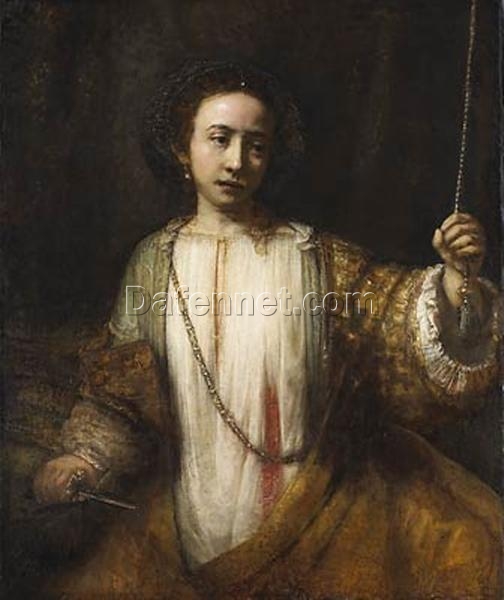 Hand-painted Rembrandt ‘Lucretia’ 1666 – A Masterpiece of Emotion and Composition