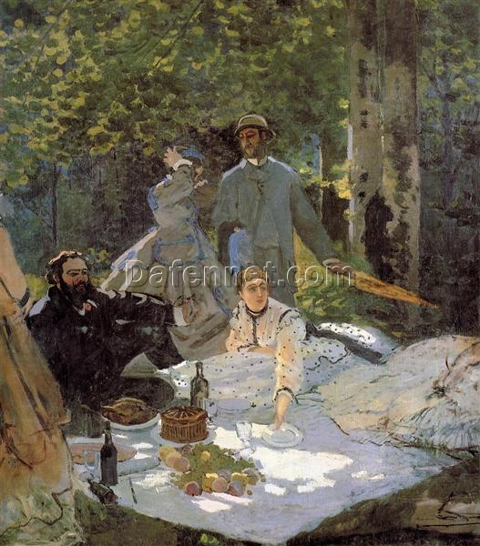 Custom Oil Painting of Claude Monet’s Lunch on the Grass (Central Panel), 1865 – Hand-Painted Masterpiece from Dafen Village Studio